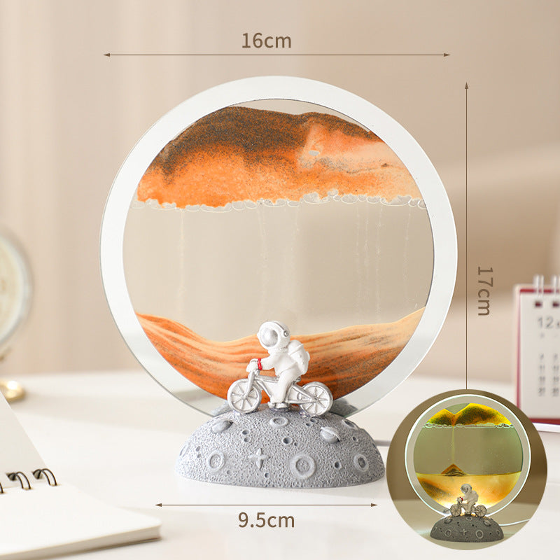 Creative Knight Halo Flowing Sand Lamp - Bicycle Astronaut Figurine