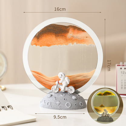 Creative Knight Halo Flowing Sand Lamp - Bicycle Astronaut Figurine