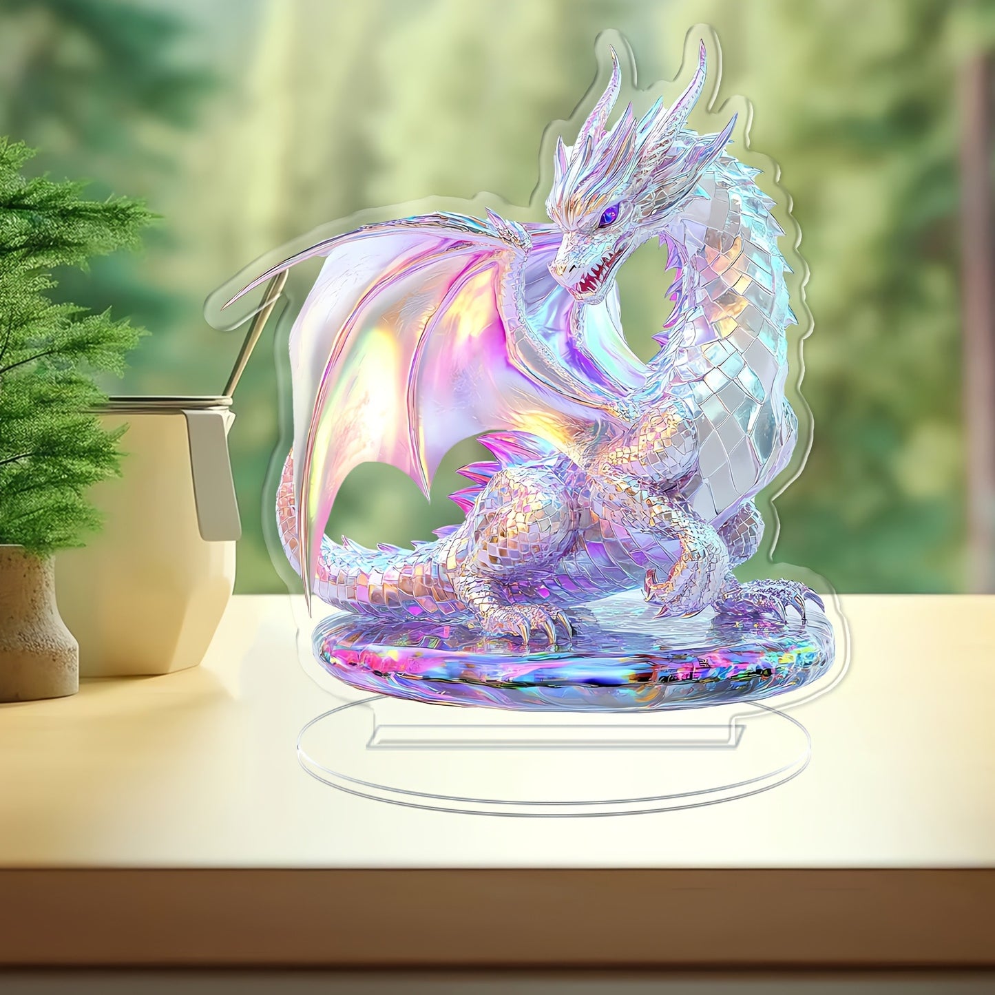 Aurora - Recycled Acrylic Dragon Decor with Holographic Shimmer