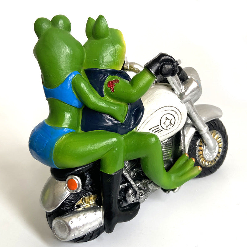 Frog on Motorcycle Resin Figurine – Cute Couple Garden & Home Decor