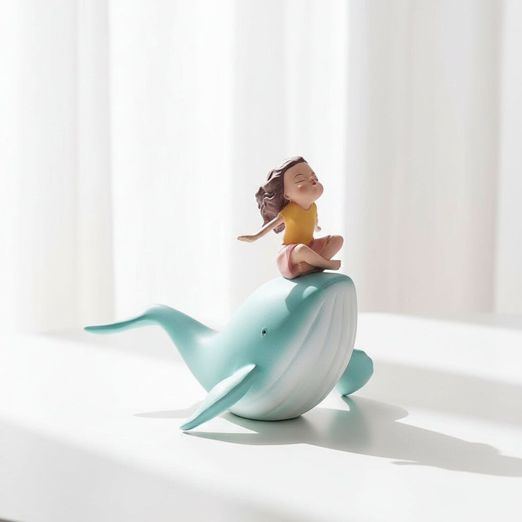 Therapeutic Whale & Girl Figurine - Heartwarming Desk Companion for Emotional Comfort