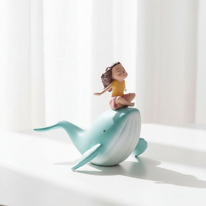 Therapeutic Whale & Girl Figurine - Heartwarming Desk Companion for Emotional Comfort