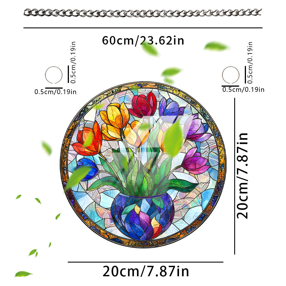 Flower Sun Catcher - Stained Glass Window Hanging