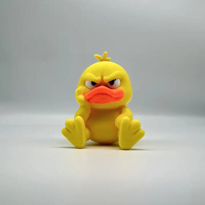Angry Yellow Duck Statue – Funny Duck Figurine with Expressive Cute Face Novelty Gift Desk Decor