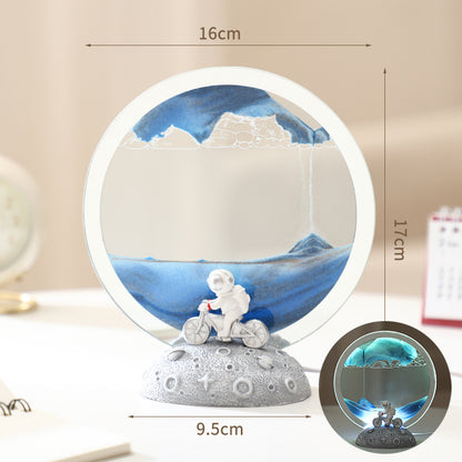 Creative Knight Halo Flowing Sand Lamp - Bicycle Astronaut Figurine