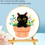 Healing Cat-Themed DIY Embroidery Kit - Stress-Relief Handcraft Set