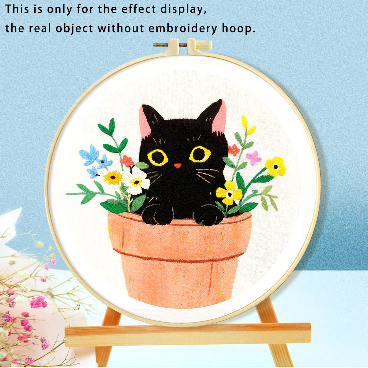 Healing Cat-Themed DIY Embroidery Kit - Stress-Relief Handcraft Set