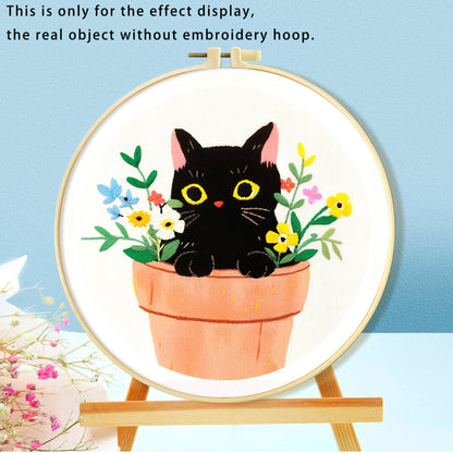 Healing Cat-Themed DIY Embroidery Kit - Stress-Relief Handcraft Set