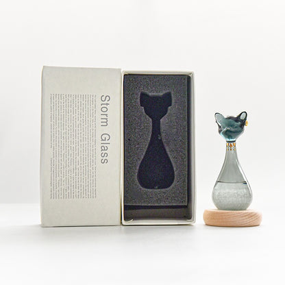 Cat Storm Glass Weather Predictor, Handmade Glass Figurine Desk Decor & Unique Gift