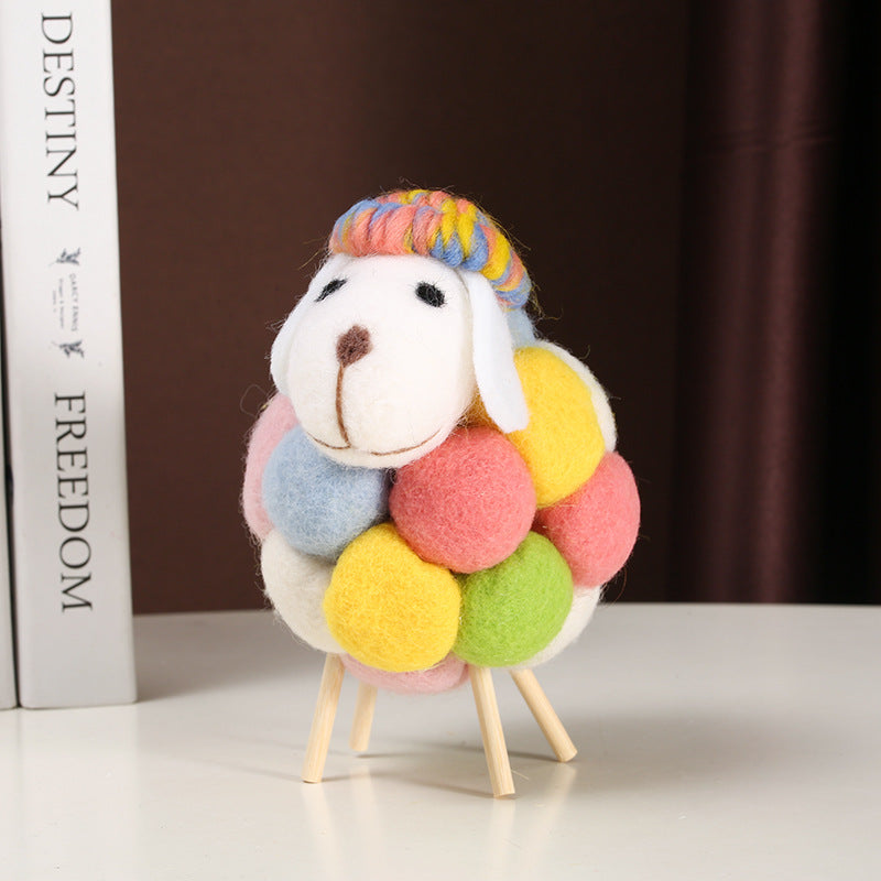 Colorful Sheep Figurine - Cartoon Heart-shaped Lamb Plush Toy