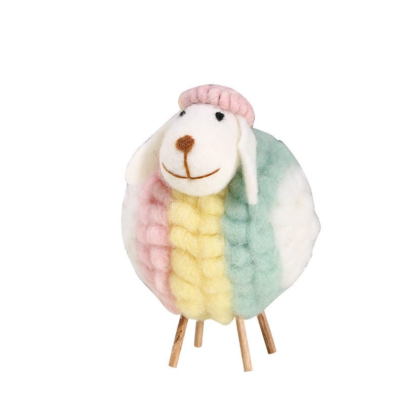 Colorful Sheep Figurine - Cartoon Heart-shaped Lamb Plush Toy