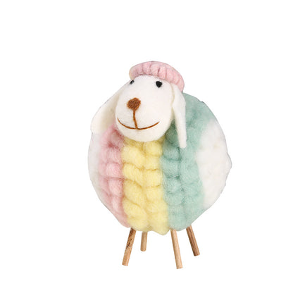 Colorful Sheep Figurine - Cartoon Heart-shaped Lamb Plush Toy