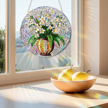 Flower Sun Catcher - Stained Glass Window Hanging