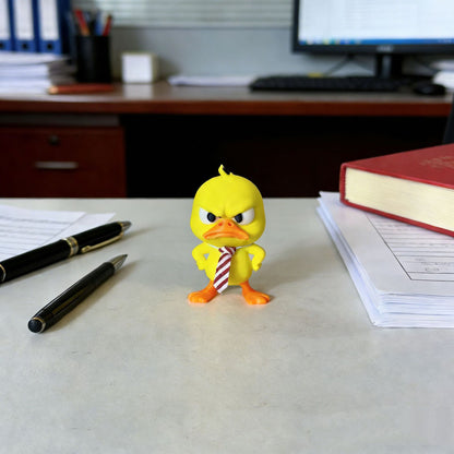 3D Printed Cute Tie Duck Figurine – Novelty Desk & Shelf Decor Ornament