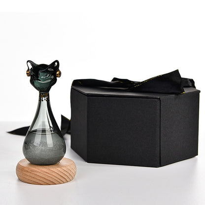 Cat Storm Glass Weather Predictor, Handmade Glass Figurine Desk Decor & Unique Gift
