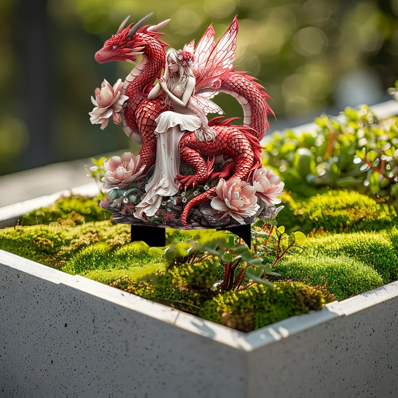 Fantasy Fairy & Dragon 2D Acrylic Tabletop Decor