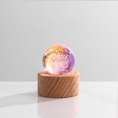 7-Color Crystal Glass Night Light Decor with LED Base