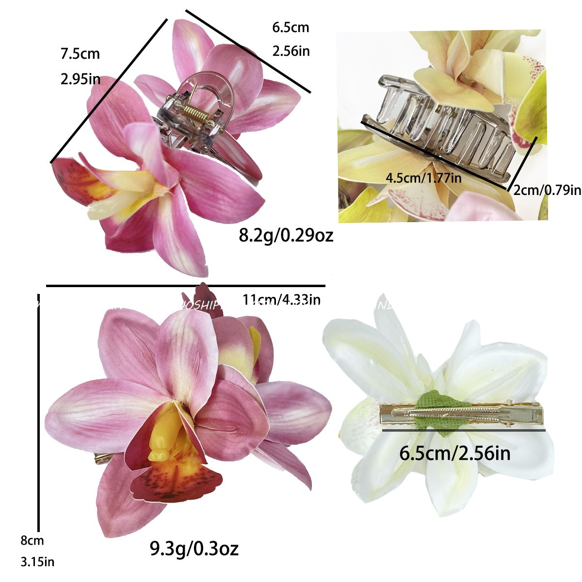 Double Orchid Hairpin Bohemian Holiday Style Hairpin Photo Hair Accessories Shiny Flower Side Clip