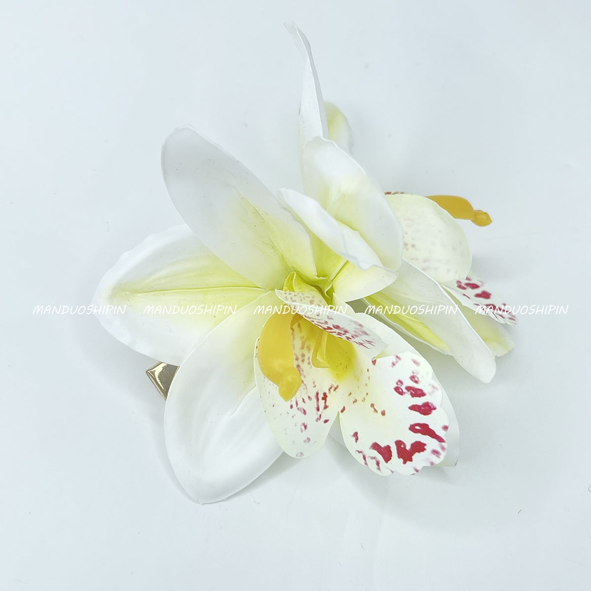 Double Orchid Hairpin Bohemian Holiday Style Hairpin Photo Hair Accessories Shiny Flower Side Clip