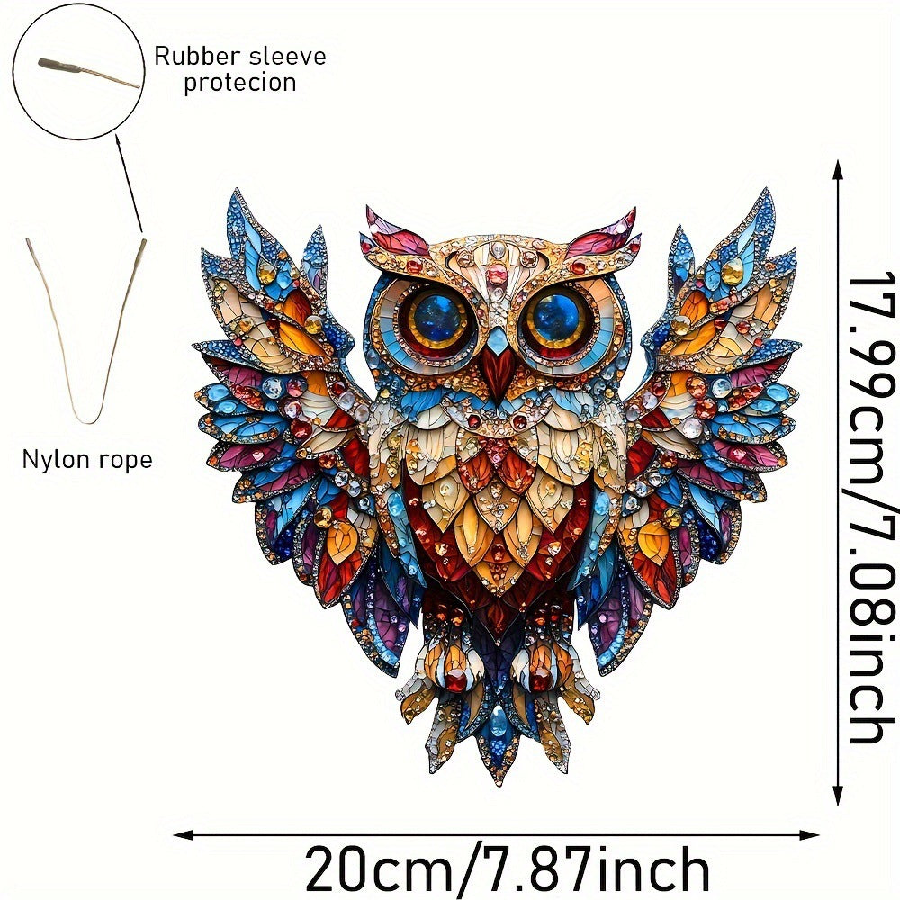 Gemstone Glass Owl 2D Acrylic Decorative Pendant