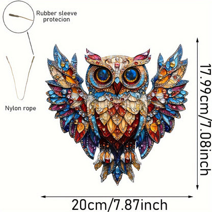 Gemstone Glass Owl 2D Acrylic Decorative Pendant