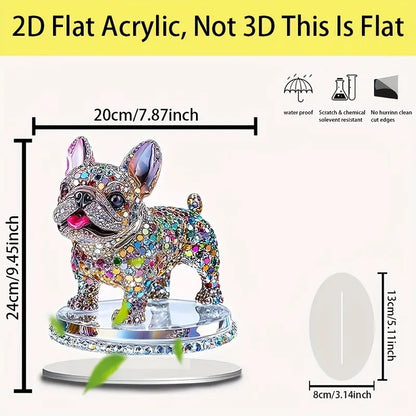 Cute Crystal 2D Puppy Sculpture Charming Acrylic Decorative Ornament
