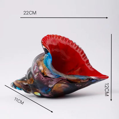 Handmade Glass Sea Shell & Conch Ornaments | Coastal Glass Art Decor