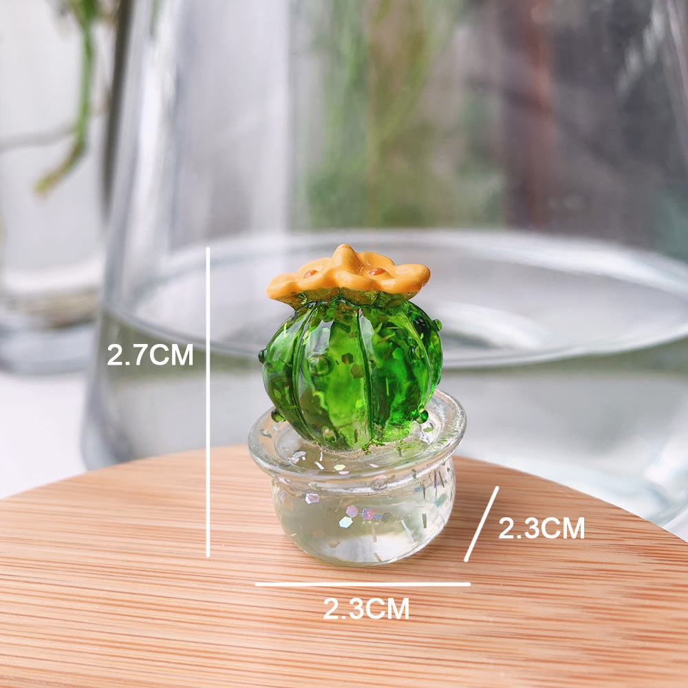 4PCS Crystal Cactus Decor - Cute Car Dashboard Ornaments for Home & Office