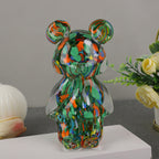 Creative stained glass sculpture light luxury cute bear and glass rabbit living room home jewelry ornament