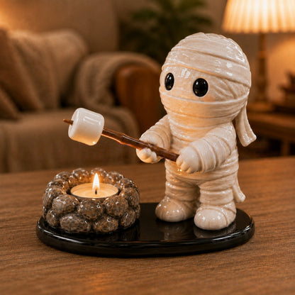 Halloween Campfire Tea Light Holder – Resin Night Light Ornament Home Decor