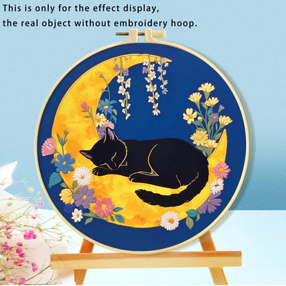 Healing Cat-Themed DIY Embroidery Kit - Stress-Relief Handcraft Set