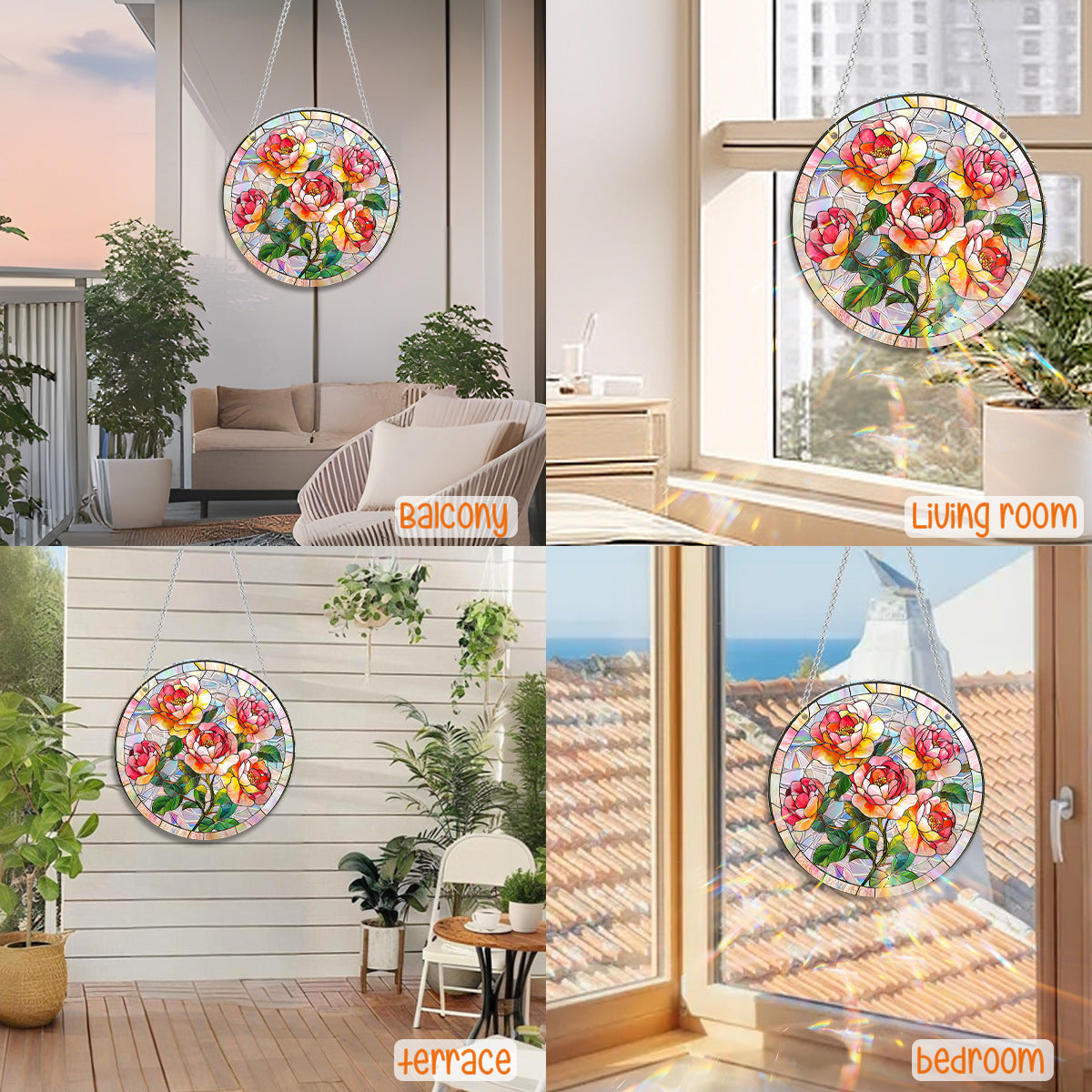 Flower Sun Catcher - Stained Glass Window Hanging