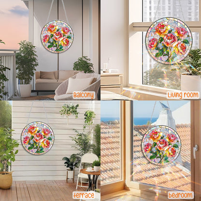 Flower Sun Catcher - Stained Glass Window Hanging