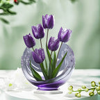 Violeta acrylic tulip ornament with vase-shaped artwork on a table