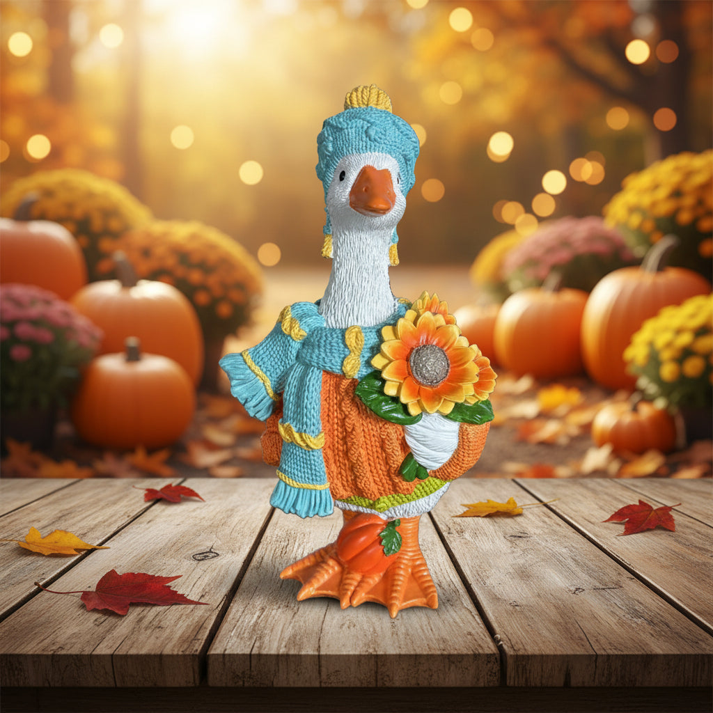 Autumn Pumpkin Duck Resin Ornament – Halloween Seasonal Home Decor