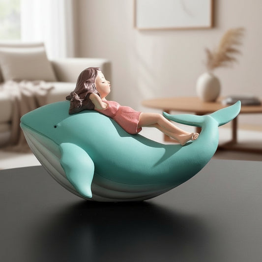 Therapeutic Whale & Girl Figurine - Heartwarming Desk Companion for Emotional Comfort
