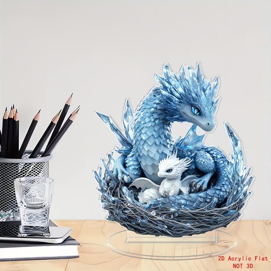 Bohemian Blue & White Crystal Dragon 2D Acrylic Ornament