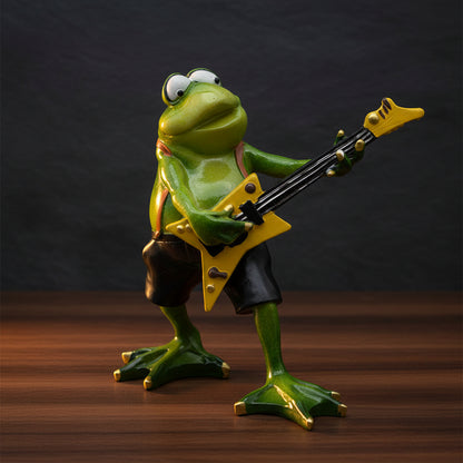 Leather Pants Rock Frog Figurine, Moody & Cool, Hipster Desktop Stress Reliever