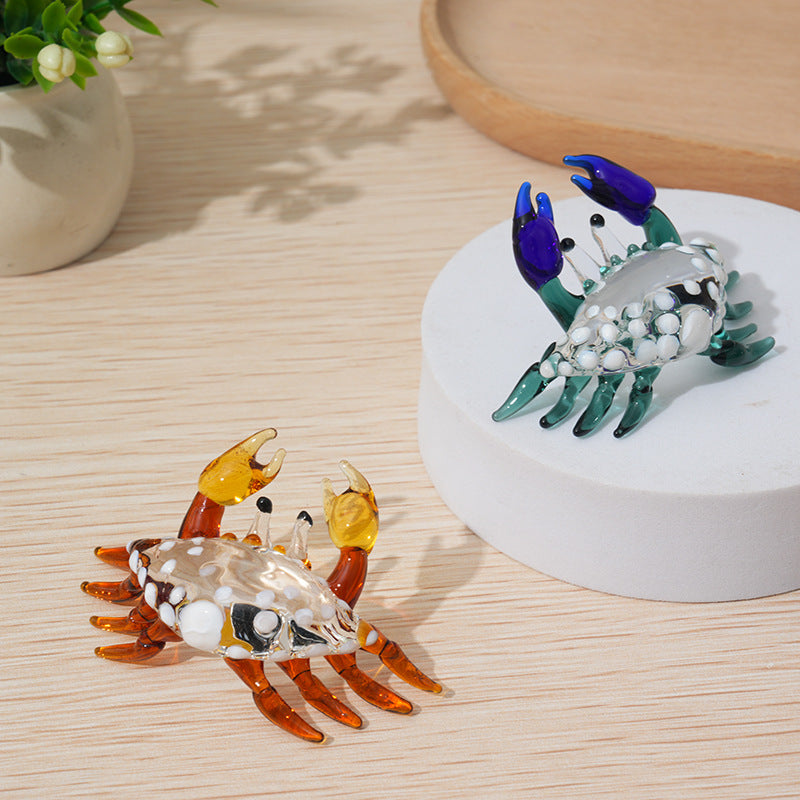 Handmade glass crab ornament aquarium tank landscaping glass sculpture home desktop decoration