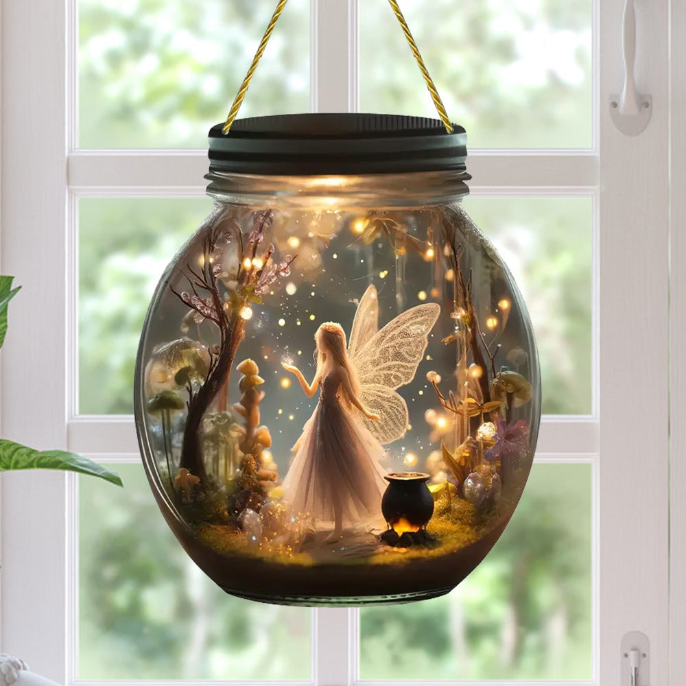 Fairy Snow White Mason Jar Hanging Ornament