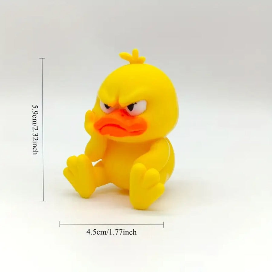 Angry Yellow Duck Statue – Funny Duck Figurine with Expressive Cute Face Novelty Gift Desk Decor