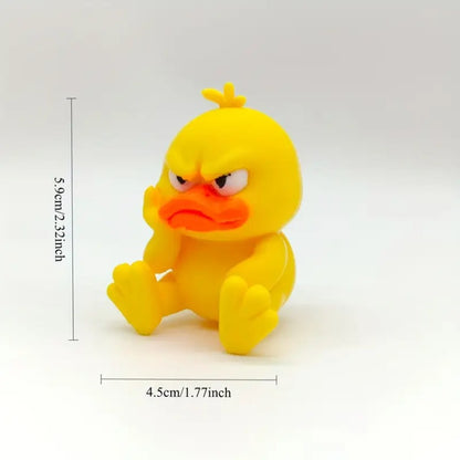 Angry Yellow Duck Statue – Funny Duck Figurine with Expressive Cute Face Novelty Gift Desk Decor