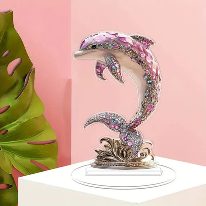 Vibrant Colorful 2D Dolphin Sculpture Decor