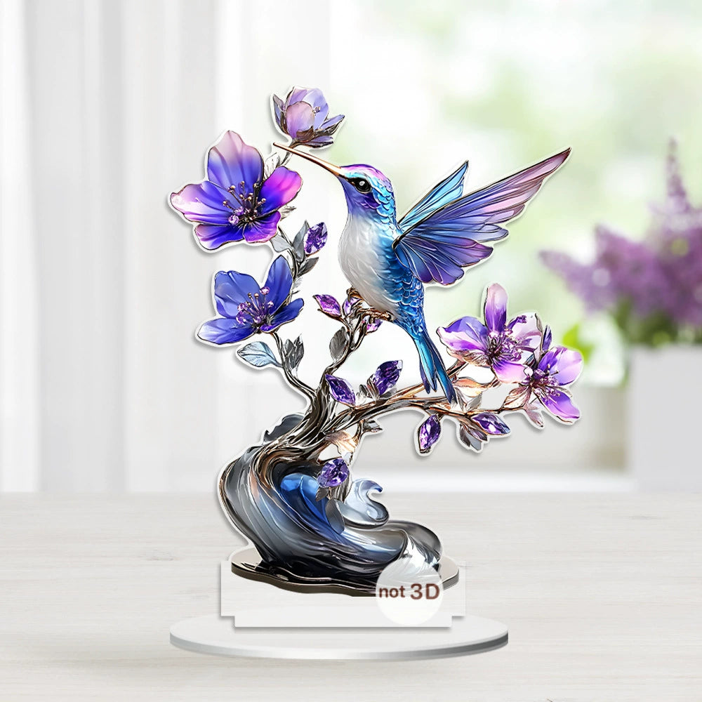 Humi and Bloom acrylic bird ornament near a window