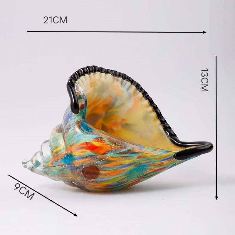 Handmade Glass Sea Shell & Conch Ornaments | Coastal Glass Art Decor