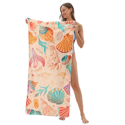 80X160cm large size foldable beach towel printed bath towel integrated beach towel integrated bag portable