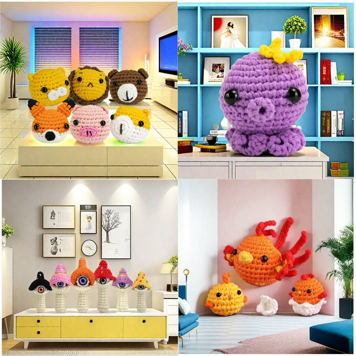 Wool hand-woven small animal doll DIY handmade crochet wool bag material package