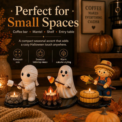 Halloween Campfire Tea Light Holder – Resin Night Light Ornament Home Decor
