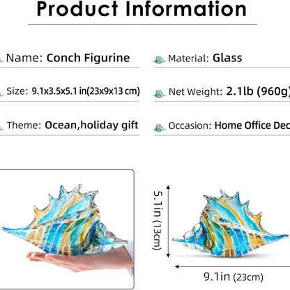 Glass Seashell - Hand Blown Glass Conch Figurines Ornament