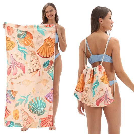 80X160cm large size foldable beach towel printed bath towel integrated beach towel integrated bag portable